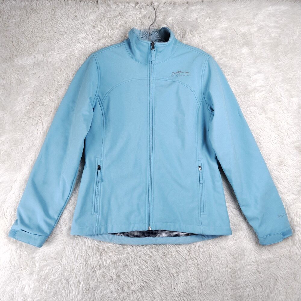 Lauren James PrepTec Rain Jacket Plaid Lined Windbreaker Nylon Womens Medium